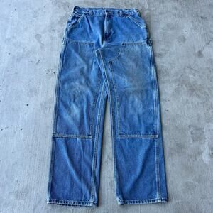 Vintage Y2K Carhartt blue denim jeans double knee work wear carpenter pants